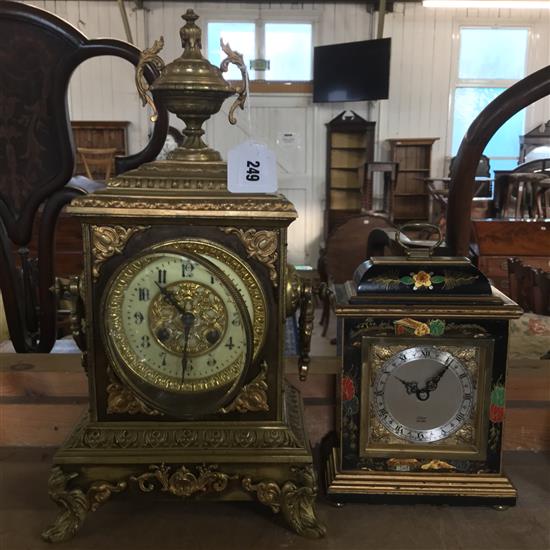 Brass mantel clock & chinoiserie clock